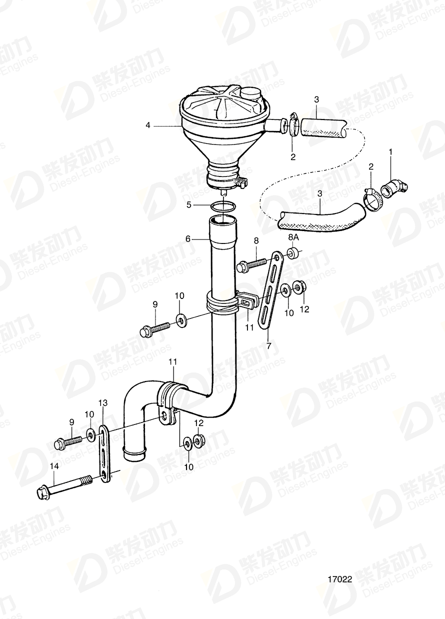 VOLVO Breather pipe 3825015 Drawing